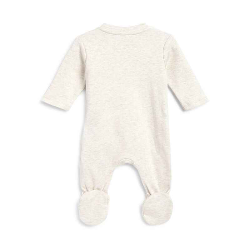 Boys Light Natural Applique Front Opening Babysuit image number 1